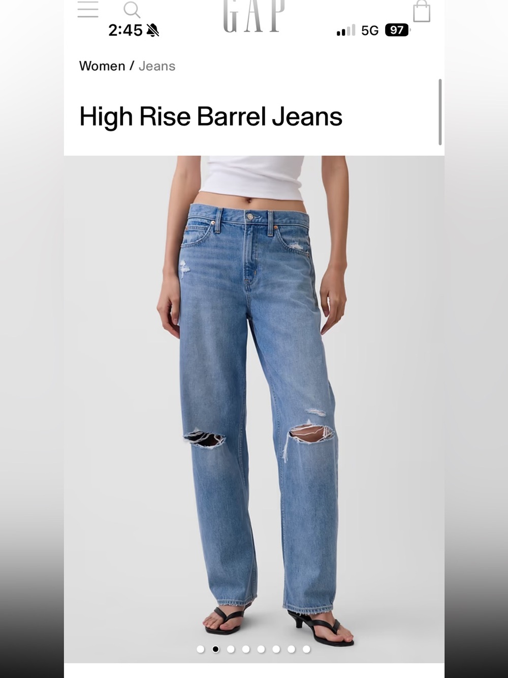 GAP Light Blue Barrel Distressed Jeans